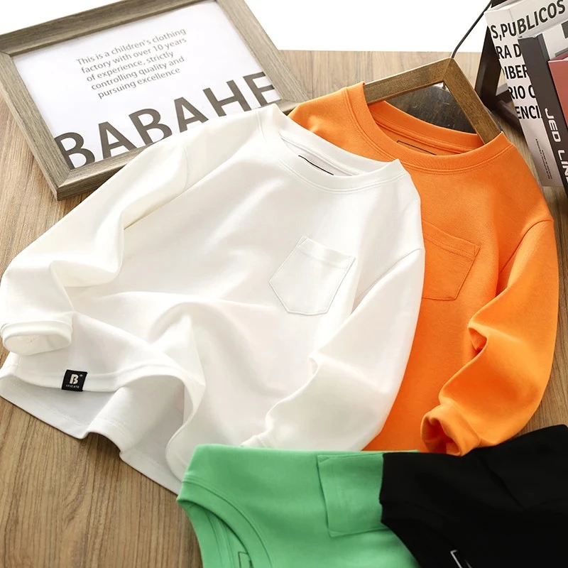 男童长袖T恤衫春装2025新款儿童圆领衫薄款弹力男孩春秋款体恤潮