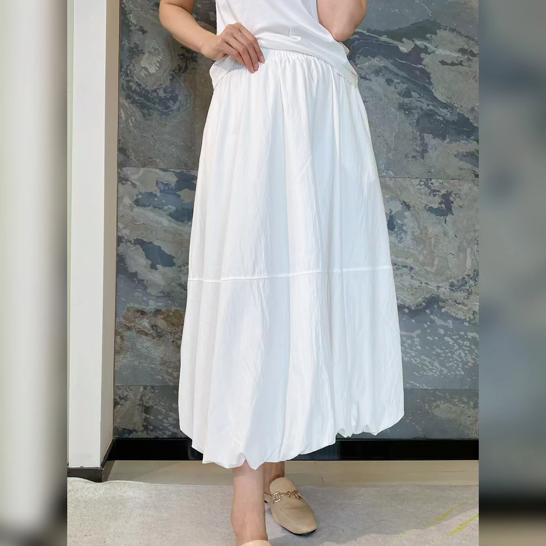 【YAN】韩单真丝高支棉混纺度假花苞半裙超弹松紧腰# BAWY25-A682F