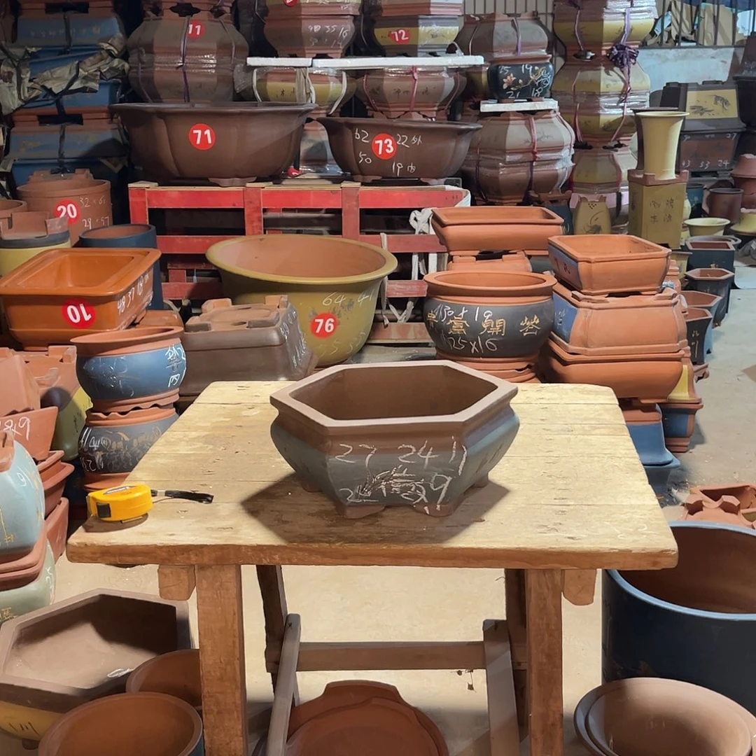 紫砂花盆六方盆一个微