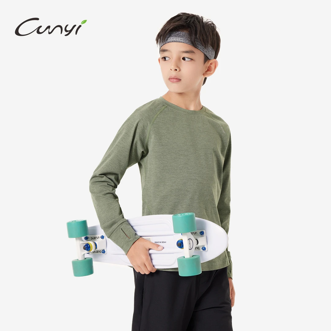 纯一良品童装儿童长袖T恤2025秋季中大童吸湿透气凉感运动上衣Z