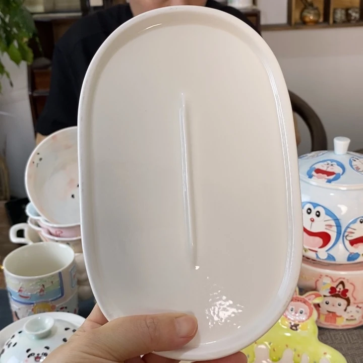 瓷片时**逝景德镇釉下彩手绘小新洗澡照镜子
