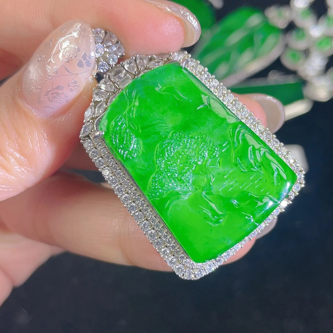 翡翠吊坠(不含链)银S925镶嵌