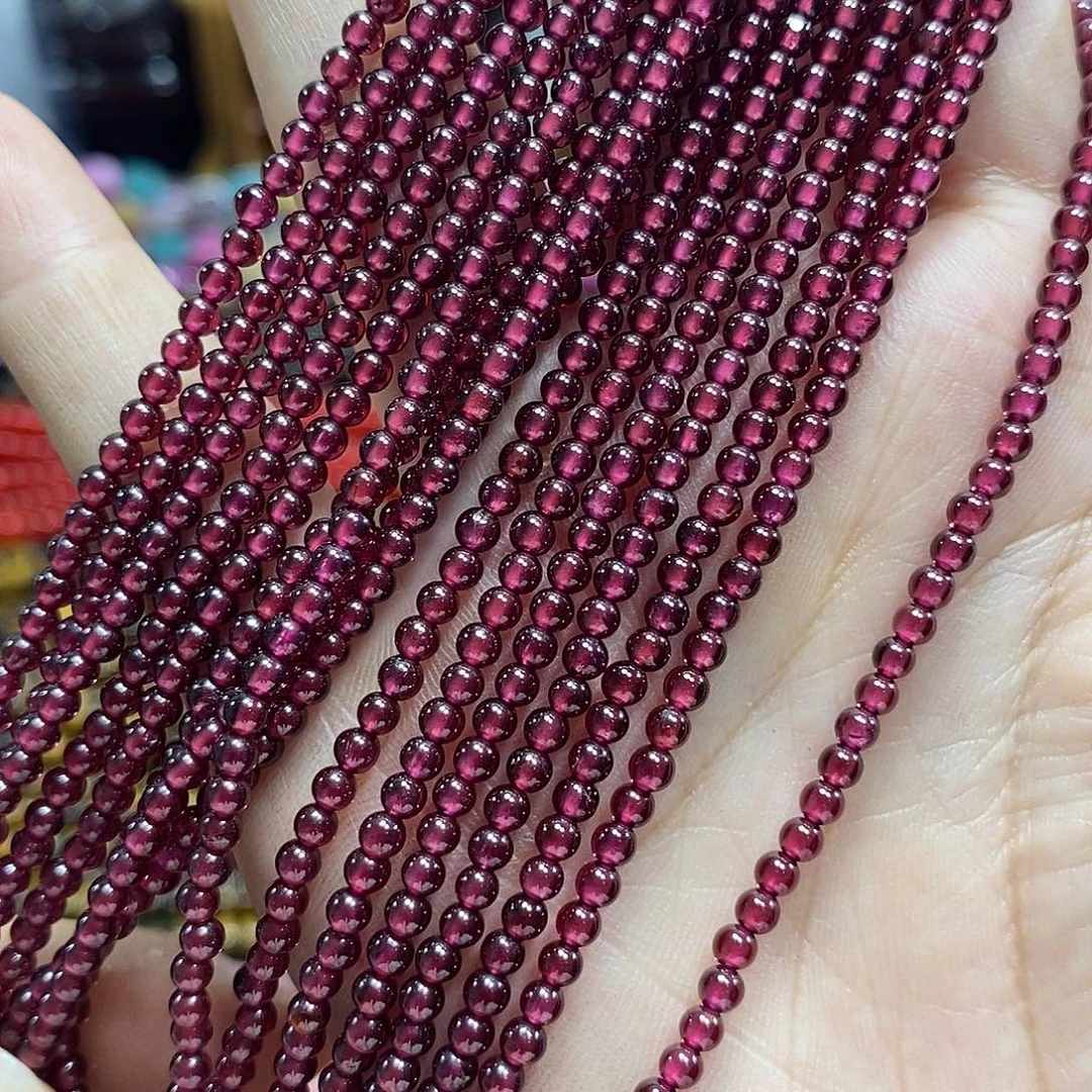 玛瑙/玉髓未镶嵌珠宝半成品天然石榴石一条卡3.5mm