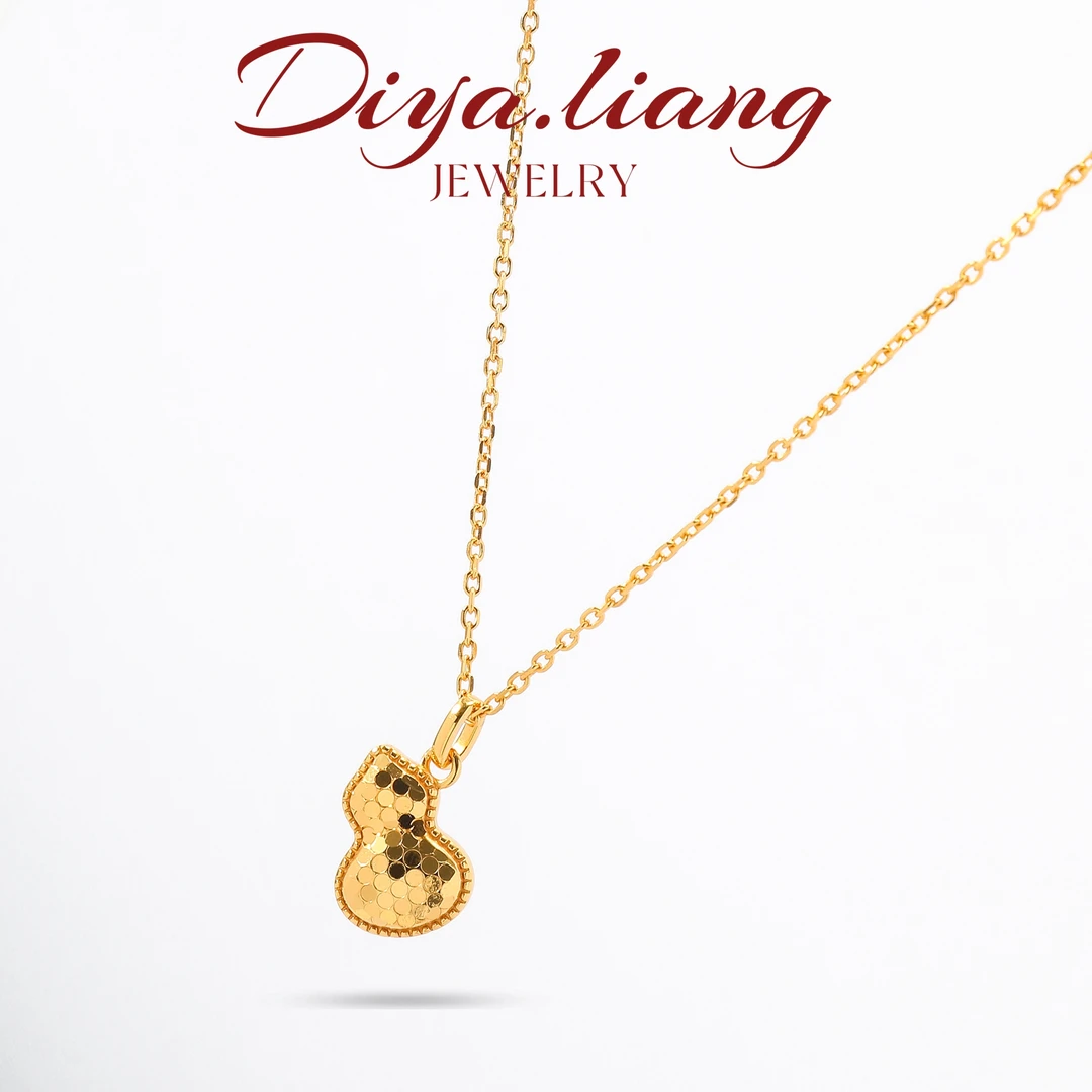 坠链均925银 梁雅帝新品【鱼鳞蜂巢福禄】金色碎冰冰时尚纯银项链