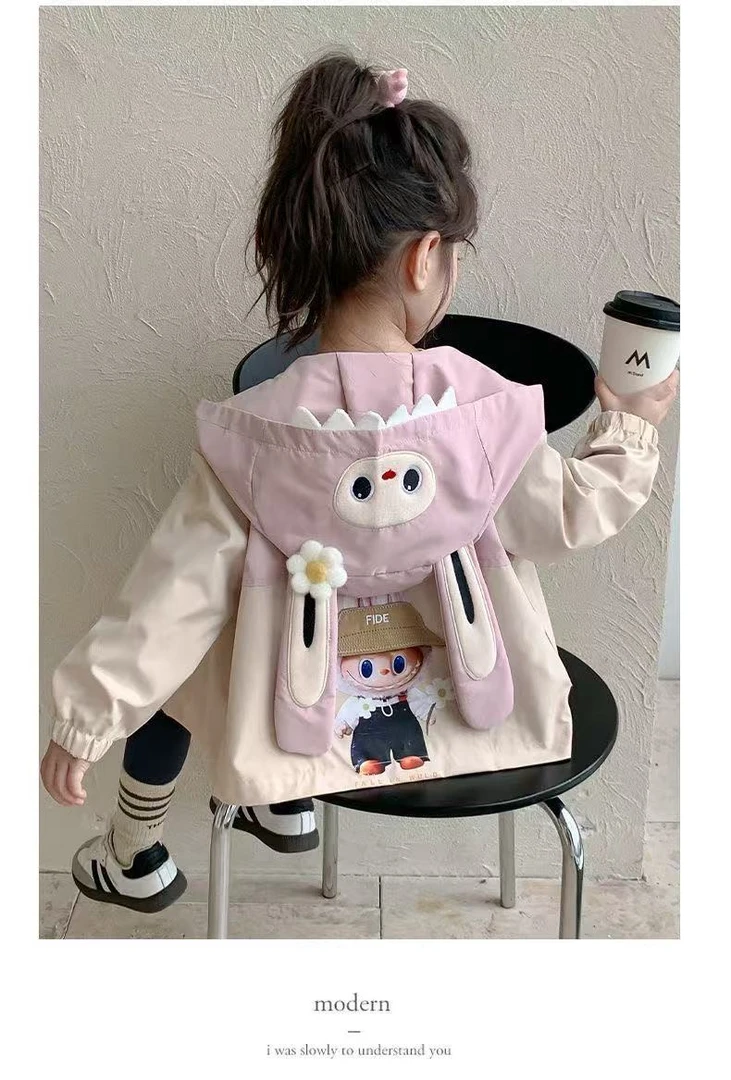 女童外套2025新款防水普通外套连帽小童韩版拉链衫秋季儿童春秋款