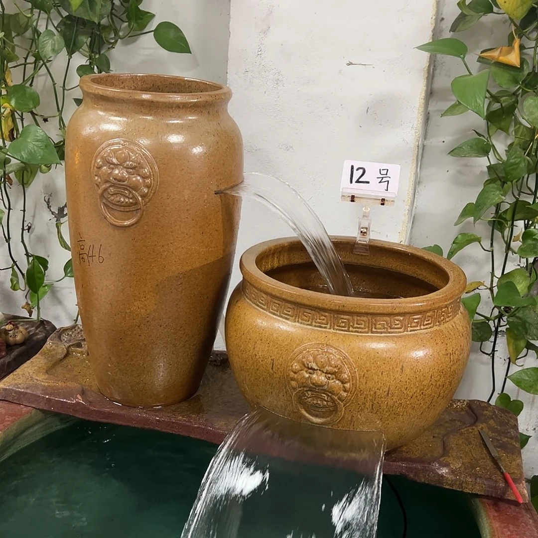 紫砂花盆流水罐+55瓦泵弯头软管
