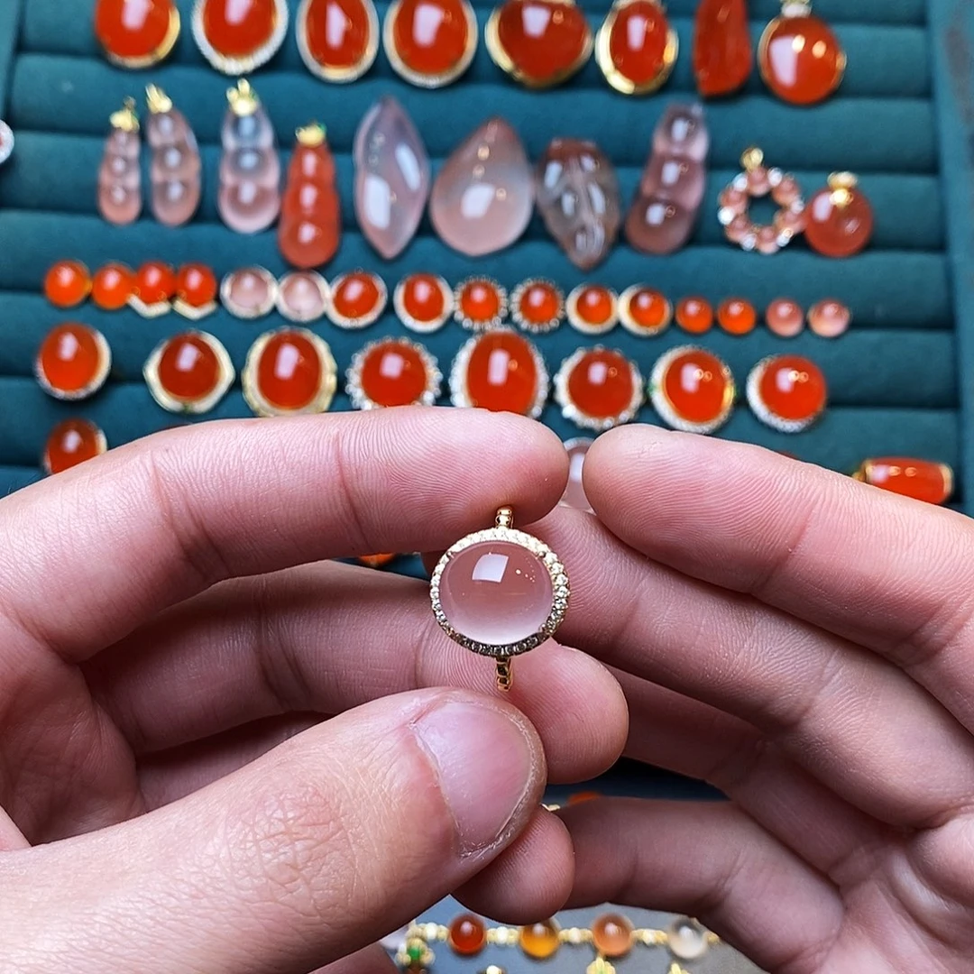 南红玛瑙银S925镶嵌戒指