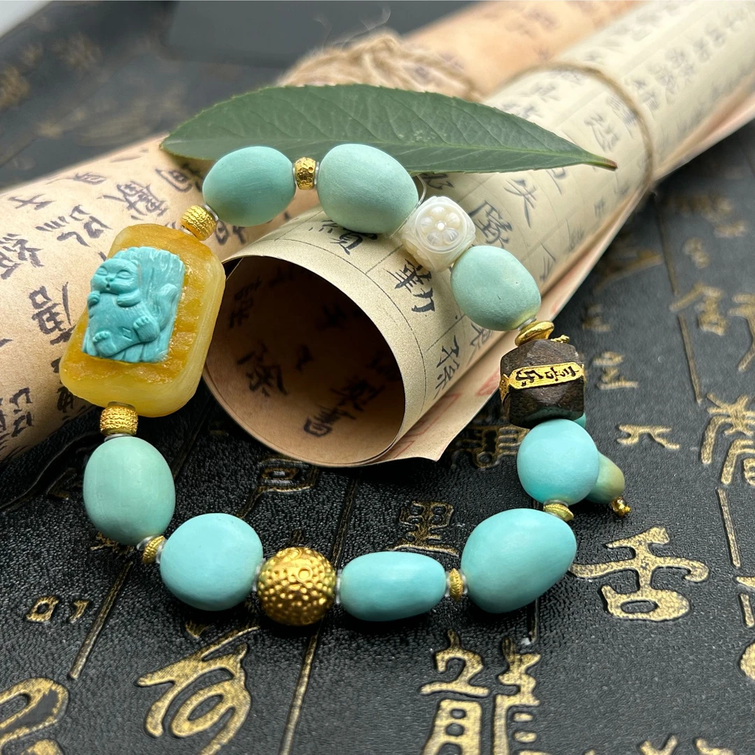 品众珠宝气质百搭DIY时尚简约款精致糖豆绿松石手链- 79240