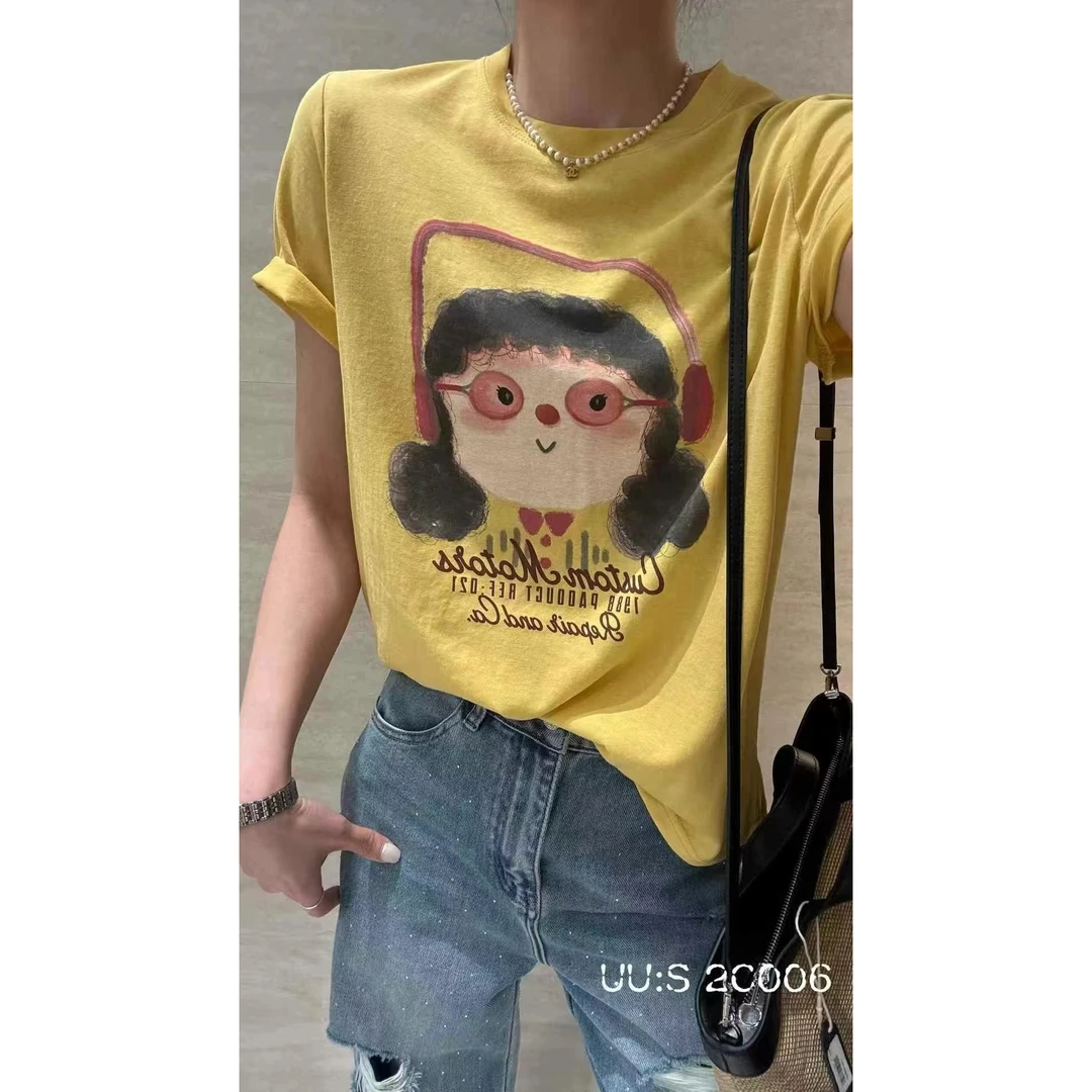 KIKI严选：82668-范希家欧货南油夏季卡通女孩减龄通勤百搭T恤