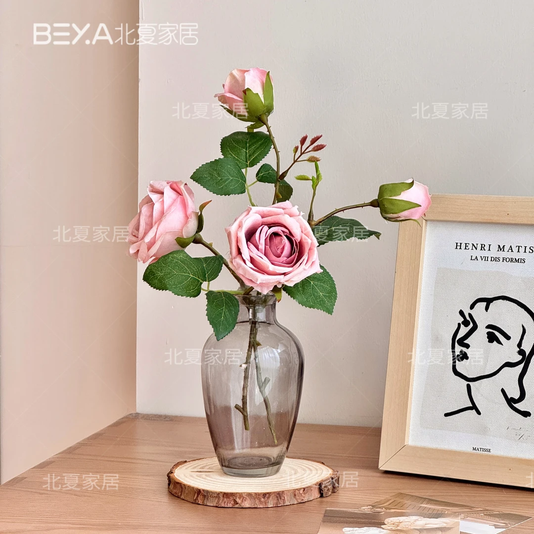 钻石玫瑰田园仿真花束装饰假花家居装饰花卉家居桌花摆放绢花