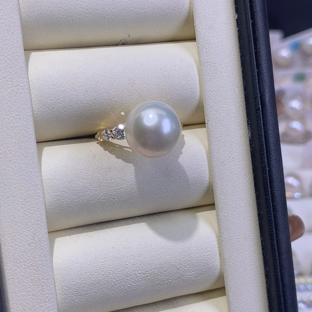 戒指银S925镶嵌淡水珍珠