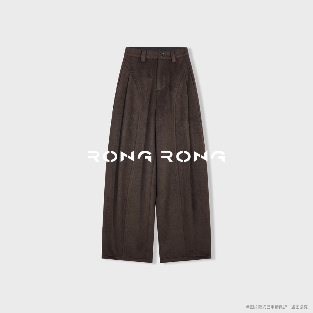 溶溶【丝羊绒神裤】RONG 山羊绒桑蚕丝醋酸天丝压褶休闲裤2522K615