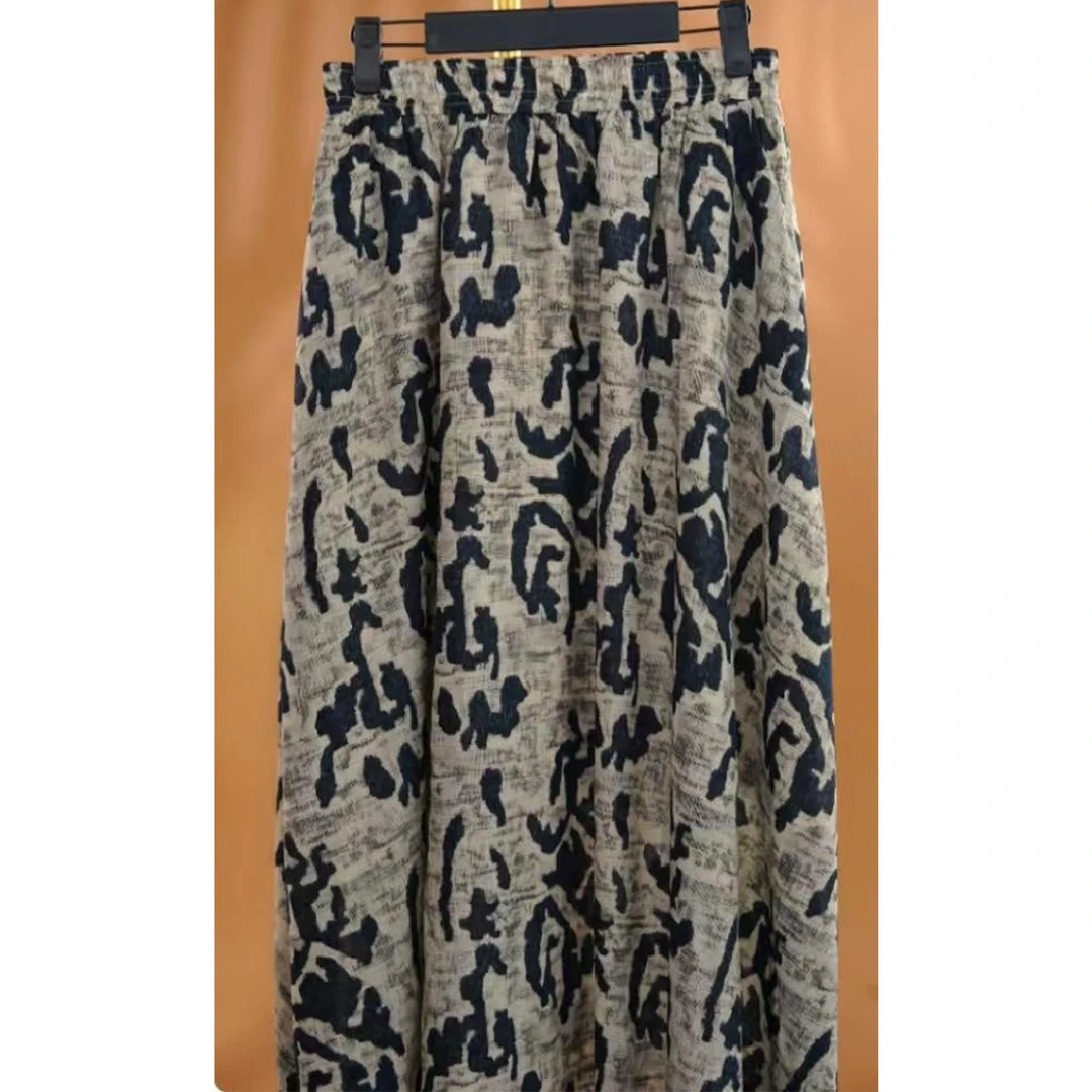 新中式复古印花休闲裙女2026夏季新款洋气宽松遮肉显瘦百搭半身裙