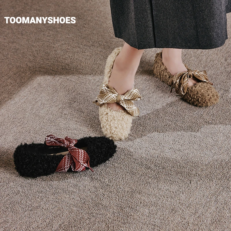 【达人】Toomanyshoes毛毛鞋2025秋冬新款卷毛小羊一脚蹬芭蕾舞鞋型