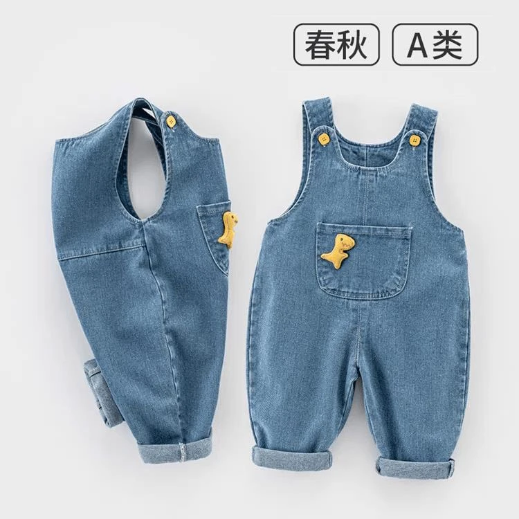 FAVMARTHA.儿童炸街牛仔背带裤春秋装1-女童幼儿连体牛仔长