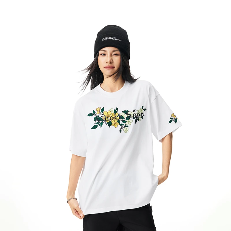 【Achock官方店】国潮原创设计刺绣花卉T恤重磅宽松休闲短袖