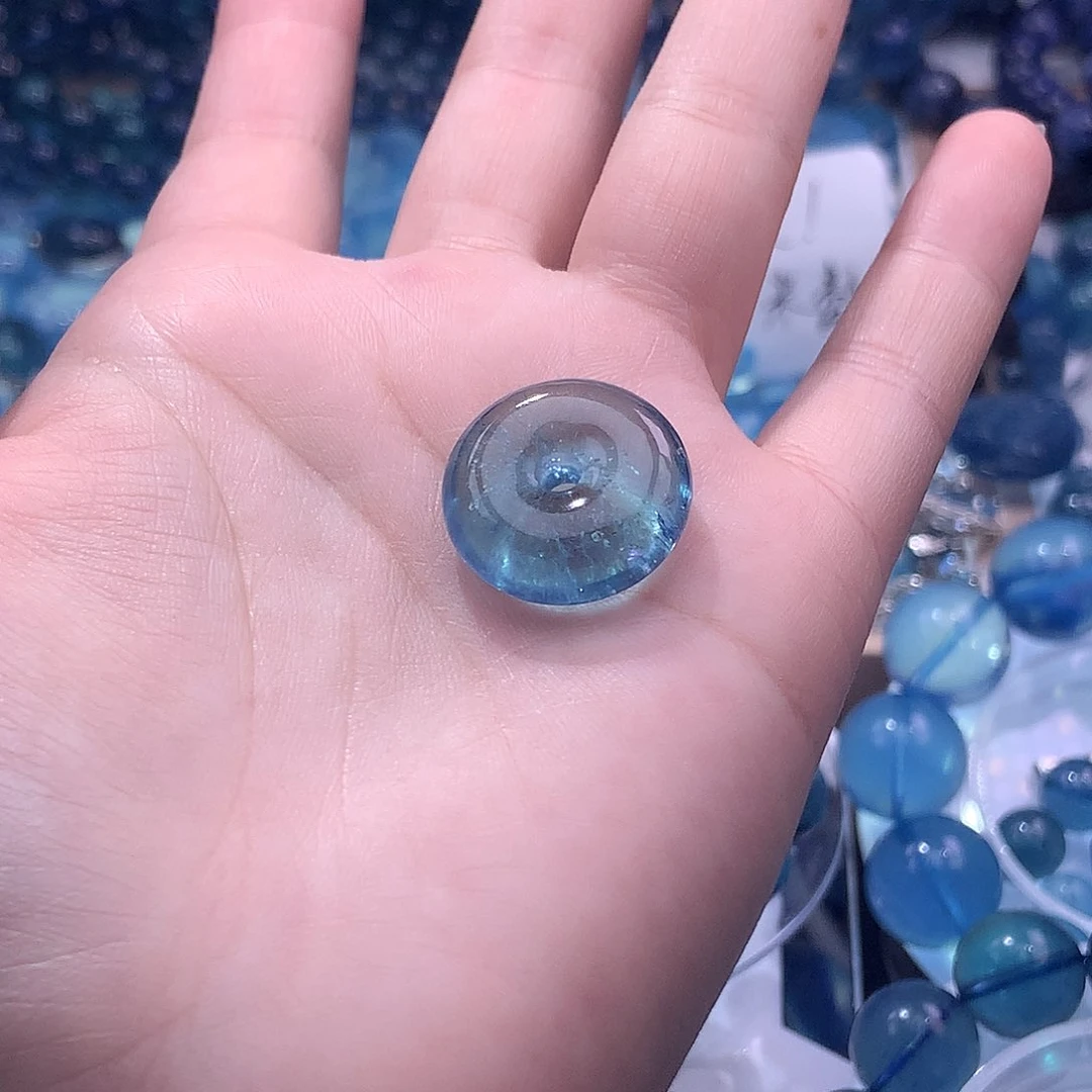 未镶嵌手串海蓝宝石平安扣20mm【180元】要拍2件