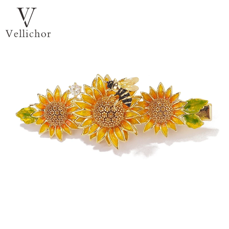 【原创】会动的向日葵蜜蜂鸭嘴夹 向阳而生一举夺魁发夹灵动款