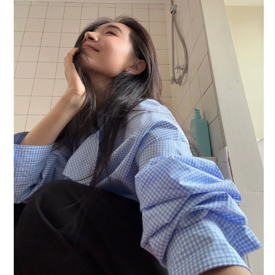 逸语IN choose u笑笑家2025秋季领口系带长袖格子衬衫衬衣女89839