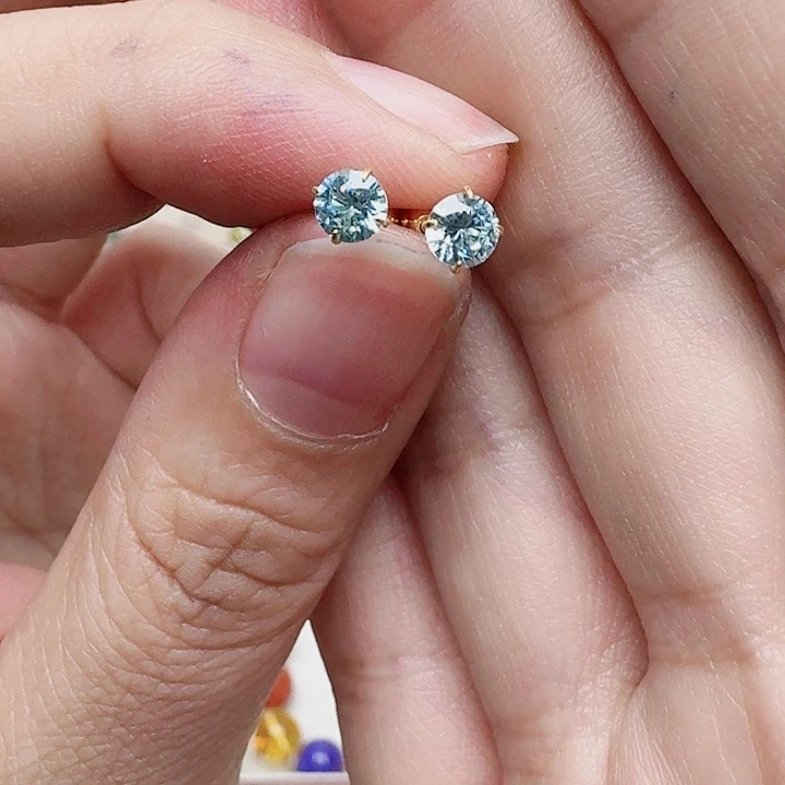 托帕石耳饰银S925镶嵌耳钉