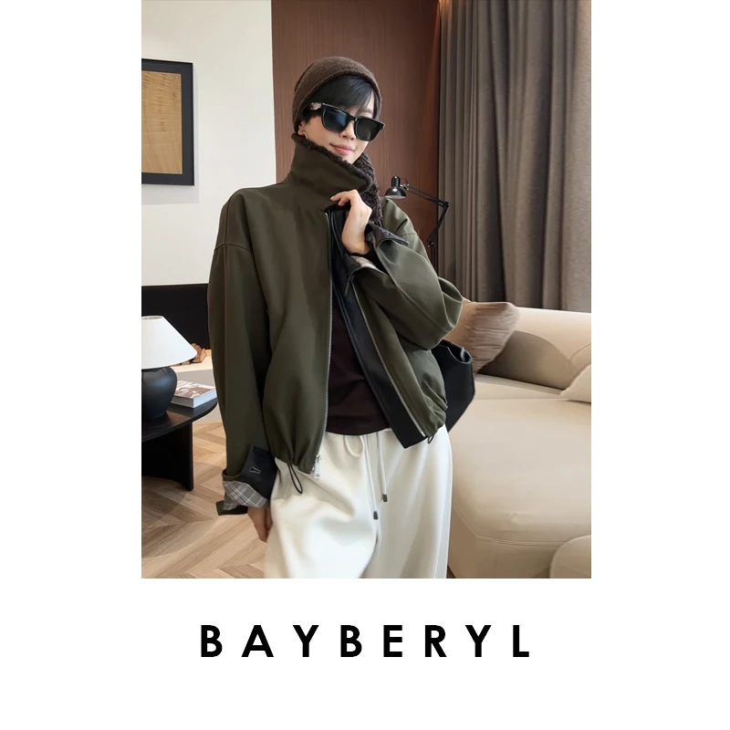 CC10-BAYBERYL老贝罗卫*毛领短款时尚复古绿秋冬棉服外套MF5H2228