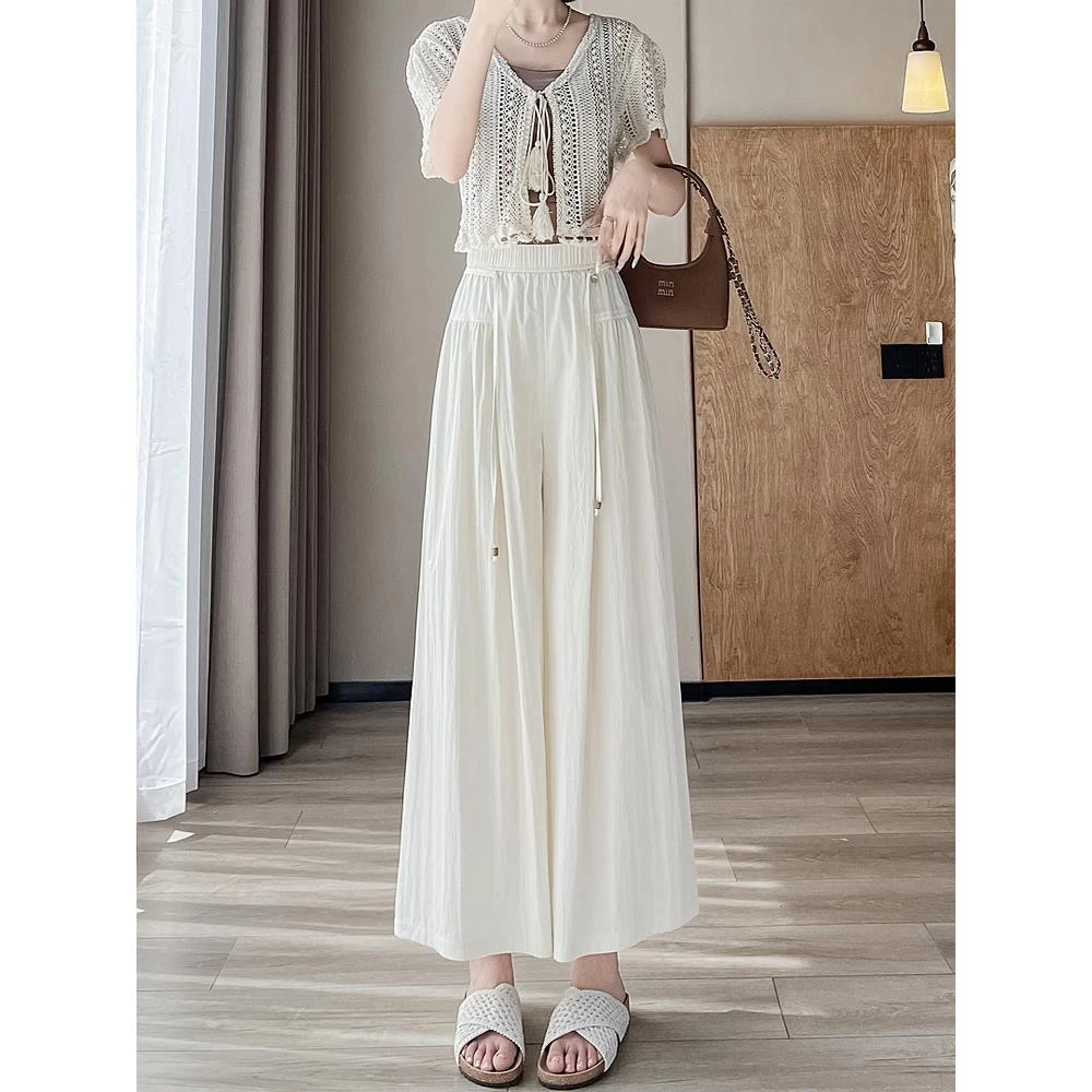 冰丝阔腿裤速干裤裙女夏季薄款2025新款九分小个子宽松a字裙裤