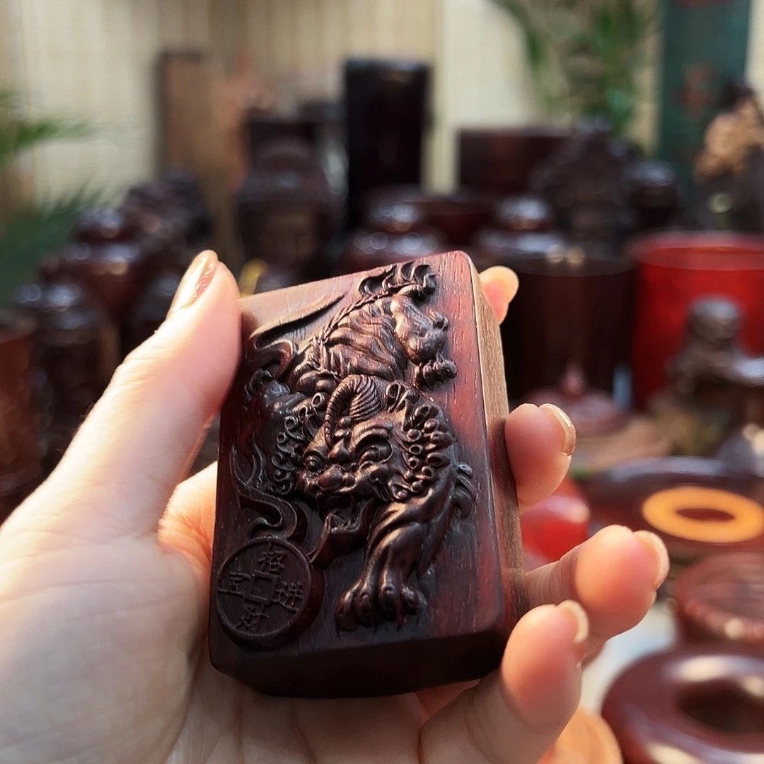 做***人木印度小叶紫檀牌