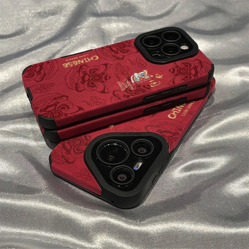 奥菲顿半边醒狮适用iPhone16/15翻毛皮手机壳华为viv小米14oppo套