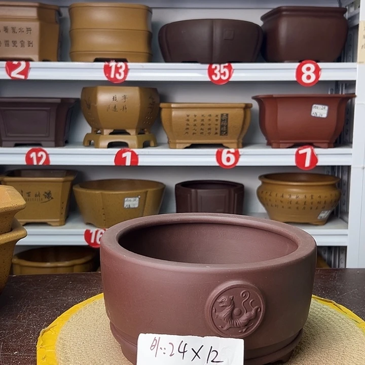 紫砂花盆蛇年大吉