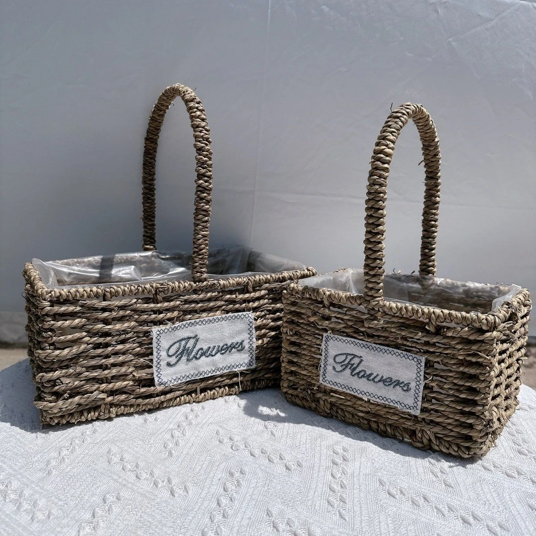 手提花篮小花篮水果花篮田园风藤编插花装饰多肉鲜花水果礼品篮