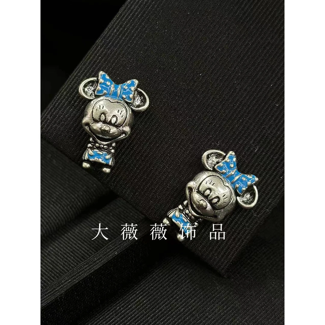 铜合金耳饰 蓝色蝴蝶结卡通耳饰-5502