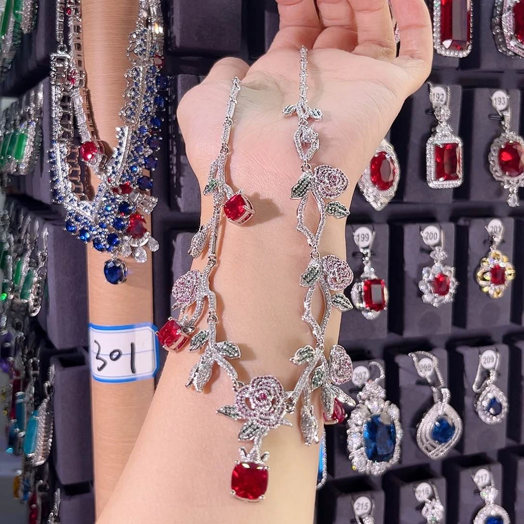 颈饰银S925镶嵌红宝石叠加3单297价格