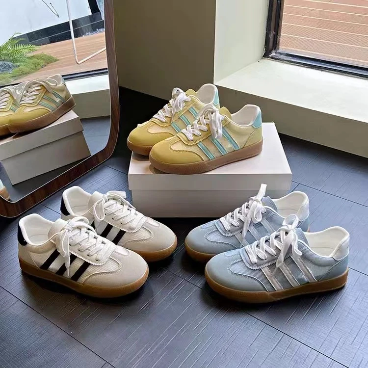 夏季新款百搭透气拼色厚底复古休闲运动德训鞋Q608