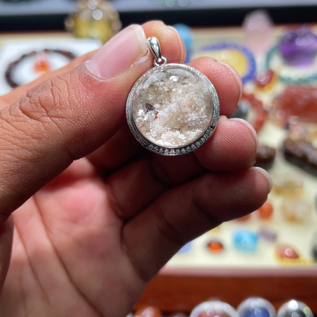 银S925镶嵌水晶吊坠(不含链)