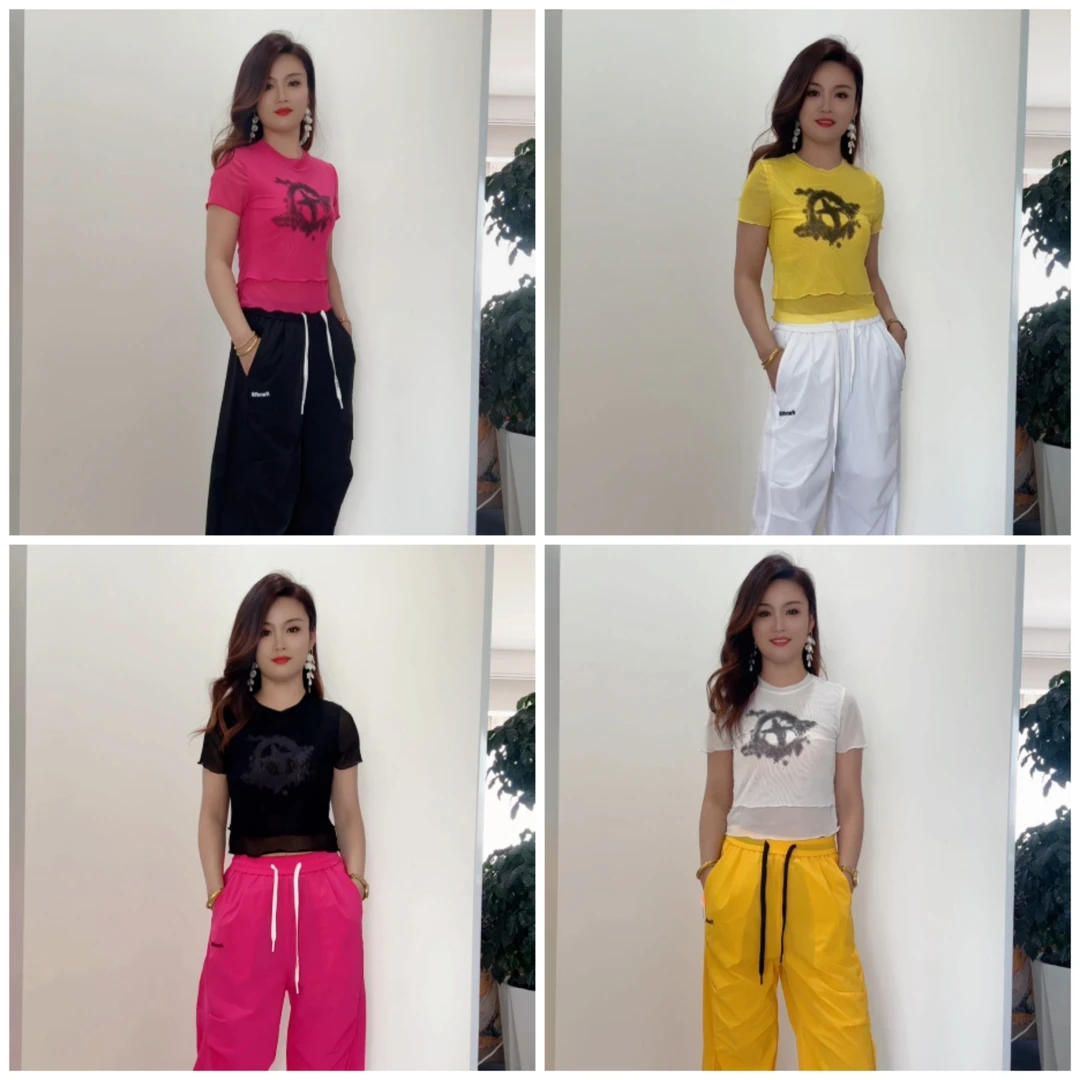 CX夏季网纱032显瘦广场舞，爵士舞T恤女款