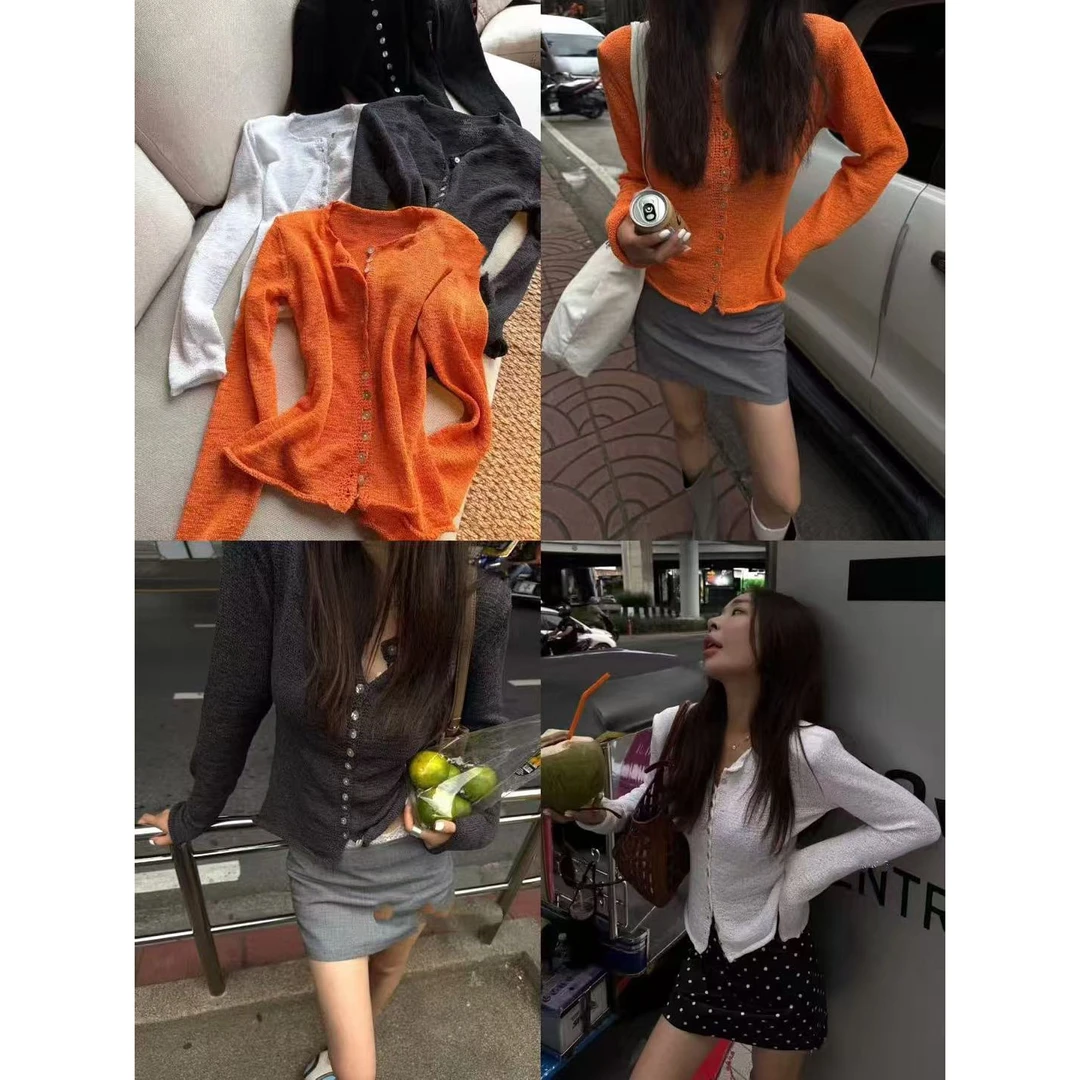 【土豆优选】早秋新款复古排扣长袖开衫