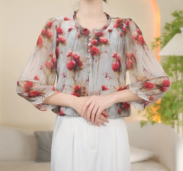 2025春夏新款显瘦气质休闲女上衣小衫#7247