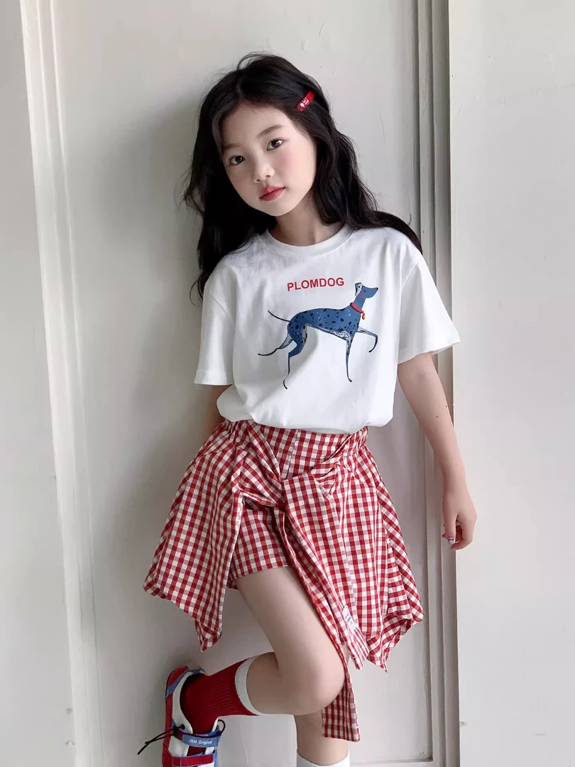 女童短袖T恤夏季宽松2025新款儿童卡通印花吸汗透气百搭童装上衣