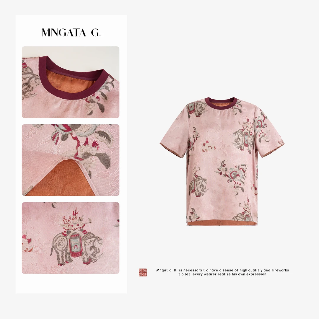 MNGATA G.宫小妍【大象纹】夏日新中式中国风休闲百搭上衣5060903