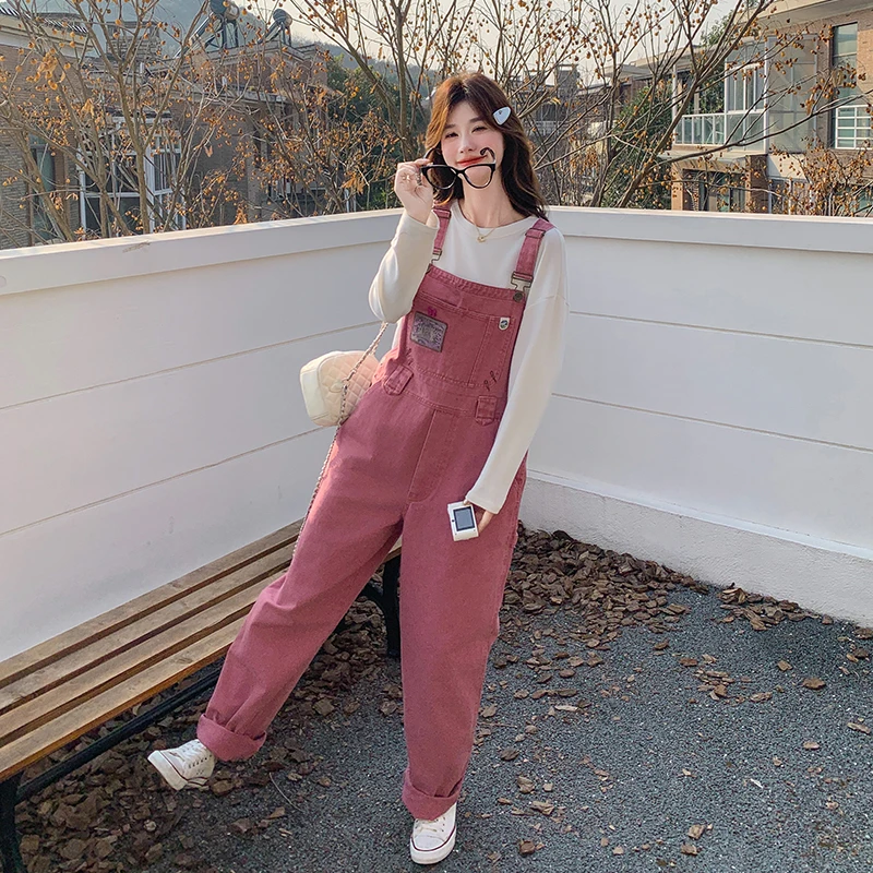 树莓粉色背带裤女春夏季2025新设计感小众韩系高腰显瘦减龄长裤子