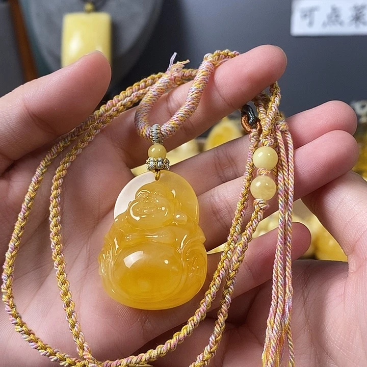 琥珀未镶嵌裸石弥勒佛