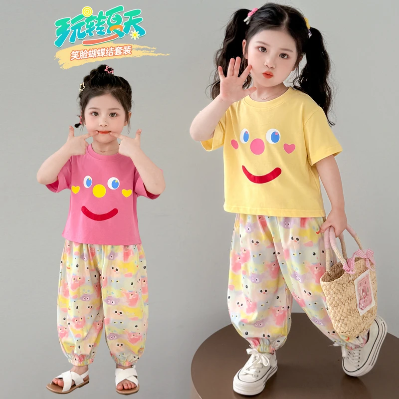 女童夏套装2025新款女宝宝时尚洋气时髦夏日穿搭小童薄款短袖套装