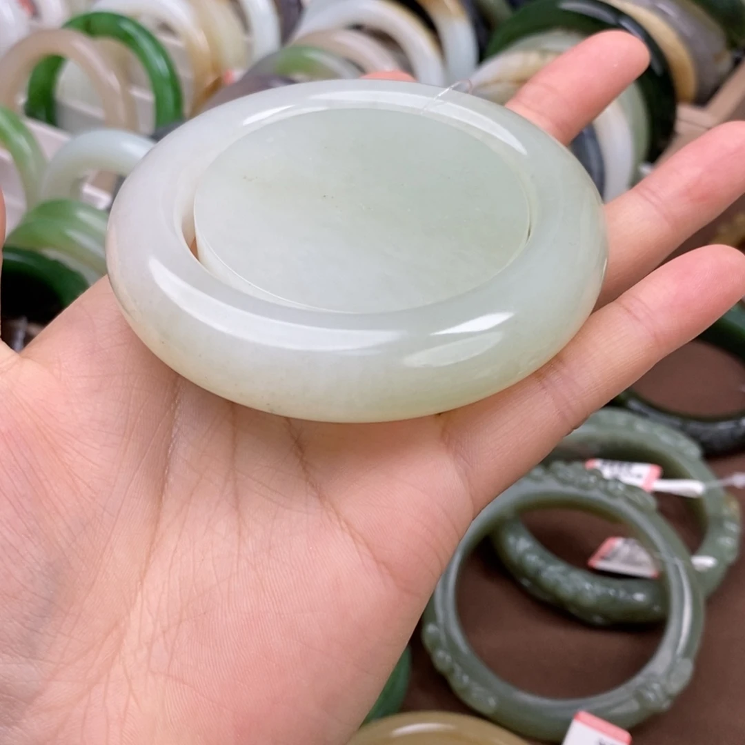 和田玉手镯未镶嵌萌*雯青海料手镯55#