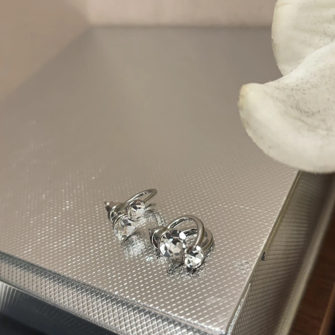 铜合金耳饰 设计款细闪耳钉R953