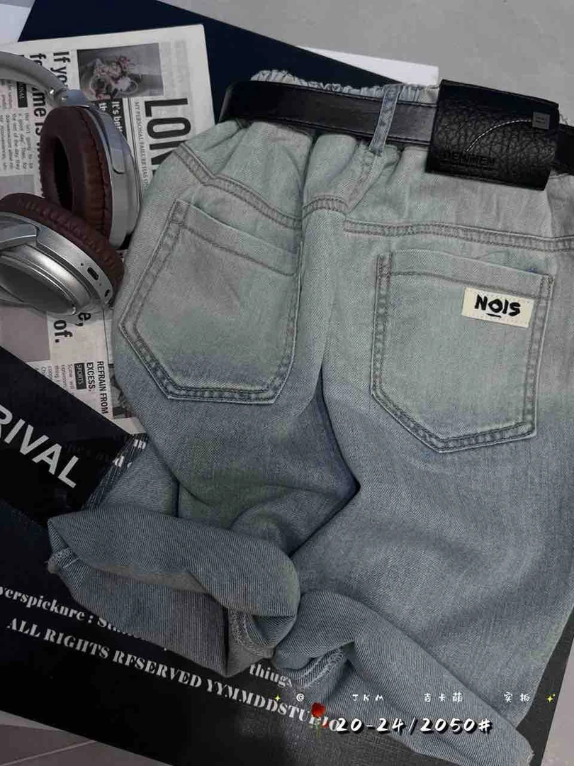 【新疆包邮】夏季新款中童字母百搭牛仔中裤C832