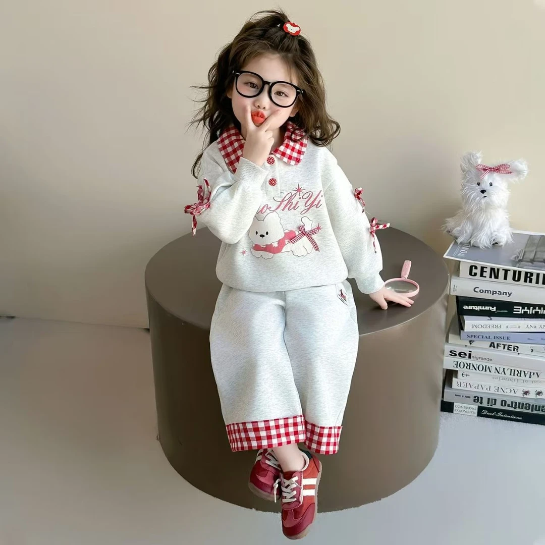女童套装2025春秋季新款儿童韩版中小童高级感洋气俏皮卡通两件套