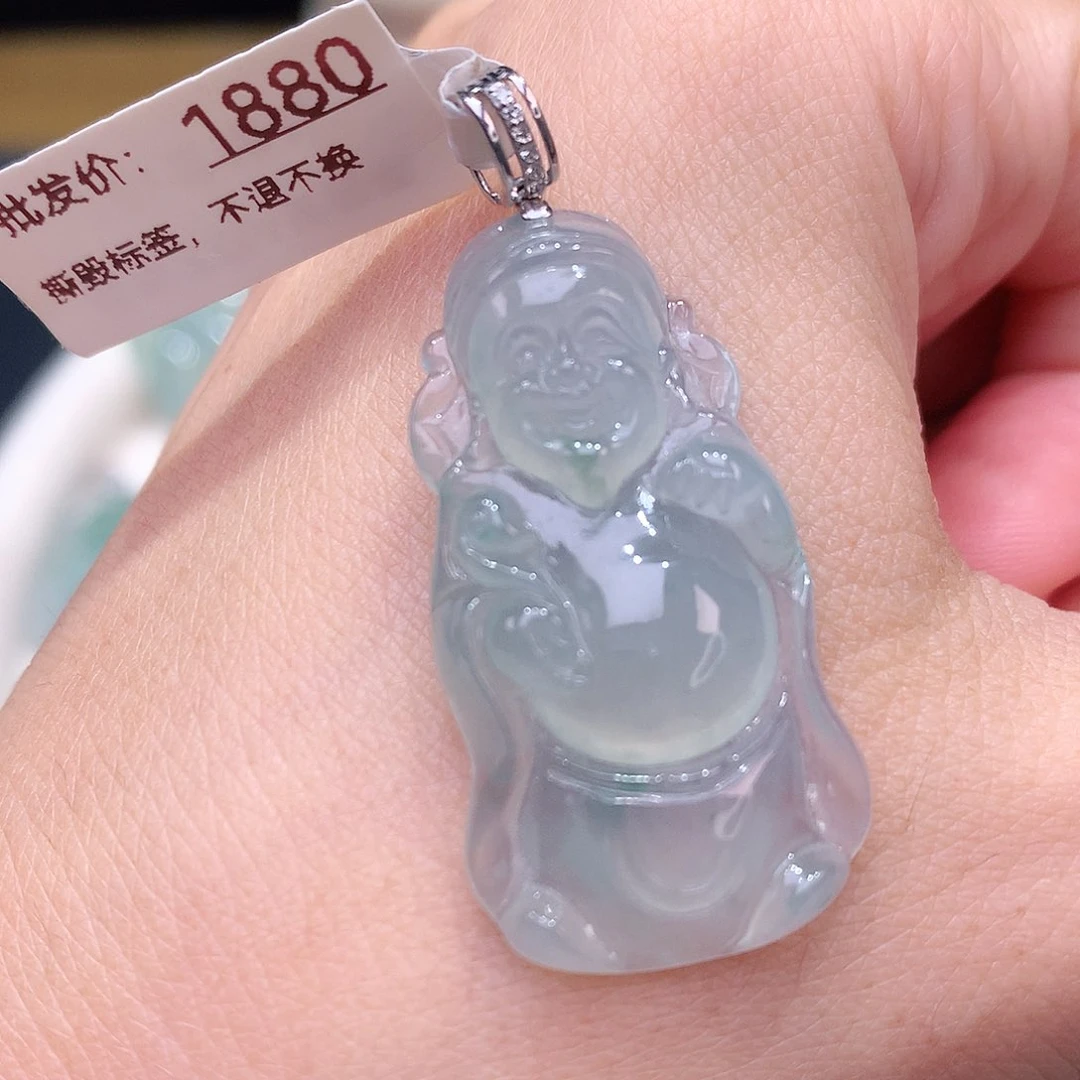 颈饰18K金镶嵌翡翠冰胶财爷