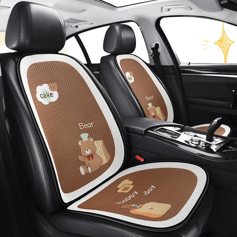 汽车坐垫四季通用座椅套简约卡通半包座垫防滑透气后排单片座椅垫