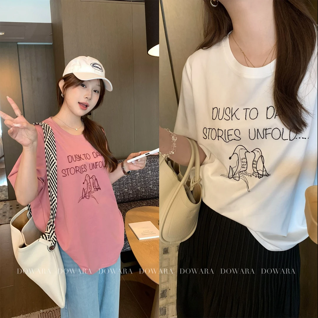 现货大婉酱微胖定制【线性艺术】凉感独特别致正肩T恤女夏上衣8426D