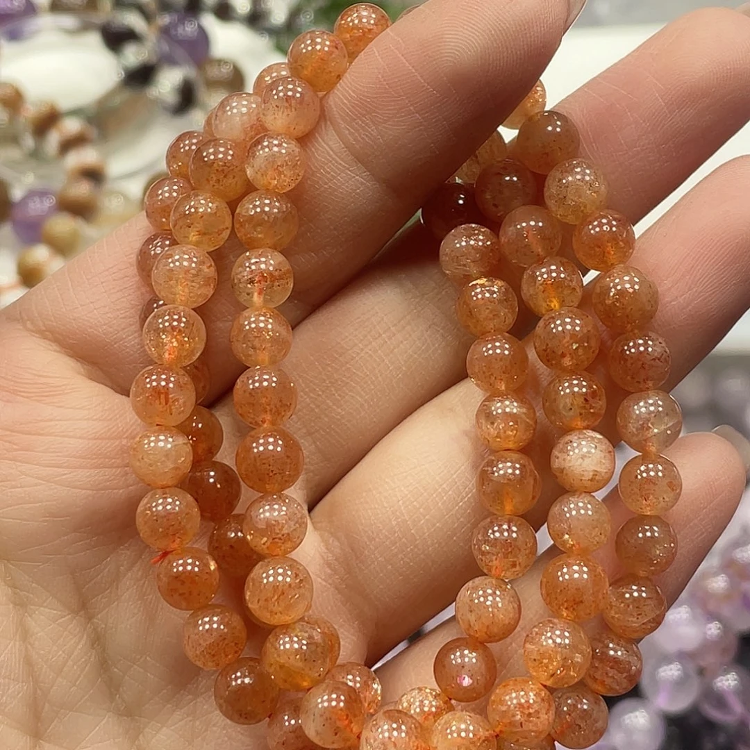 长石手串未镶嵌金太阳三圈6M